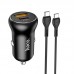 Адаптер автомобильный HOCO Type-C to Type-C Cable Smooth road car charger NZ5 |1USB/1Type-C, 30W/3A, PD/QC|