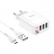 Набор зарядное и кабель HOCO Micro USB cable Easy charge digital display charger set C93A 3USB