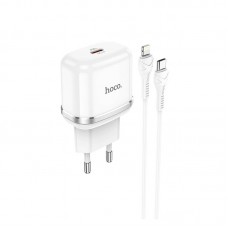 Адаптер сетевой HOCO Type-C to Lightning Cable Victorious single port charger set N24 |1Type-C, 20W/3A, PD/QC|