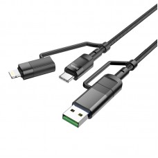 Кабель HOCO Combo 4 in 1 Type-C/USB to Type-C/Lightning Moulder fast charging data cable U106 |1.2m,