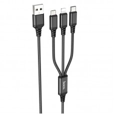 Кабель Combo HOCO Lightning/Type-C/Micro USB 3-in-1 Super charging cable X76 |1m, 2A|