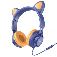 Наушники HOCO Cat ear headphones with mic W36 Hi-Fi blue