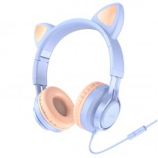 Наушники HOCO Cat ear headphones with mic W36 dream blue
