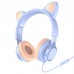 Наушники HOCO Cat ear headphones with mic W36 light blue