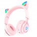 Наушники беспроводные с ушками HOCO W39  Cat ear kids BT headphones голубые