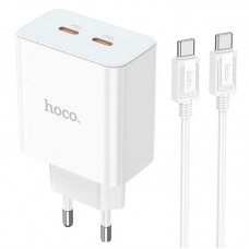 Адаптер сетевой HOCO Type-C to Type-C Cable Leader dual port(2C) charger C108A |2Type-C, 35W/3A, PD/QC|
