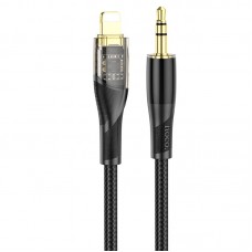 Кабель HOCO 3.5mm to lightning Transparent  audio conversion cable UPA25 1 метр черный