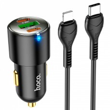 Автомобильное зу Hoco NZ6 45W (2 Type-C + 1 USB) + кабель Type-C to Lightning