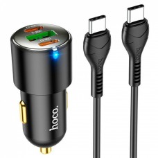 Автомобильное зу Hoco NZ6 45W (2 Type-C + 1 USB) + кабель Type-C to Type-C