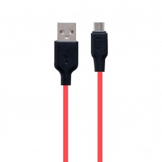 Кабель мягкий силиконовый Hoco X21 Plus Silicone Micro USB чёрно-красный