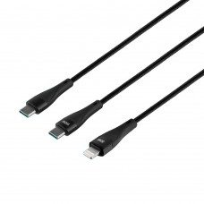 USB Hoco U102 Super 100W 2 in1 Type-C to Type-C+Lightning цвет чёрный