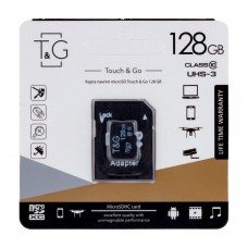 Карта памяти T&amp;G MicroSDXC 128gb UHS-3 10 Class &amp; Adapter цвет чёрный