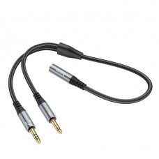 Аудио разветвитель Hoco UPA21 2-in-1 3.5 female to 2 male цвет серый