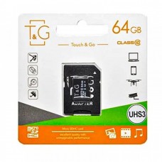 Карта памяти T&amp;G MicroSDXC 64gb UHS-3 10 Class &amp; Adapter цвет чёрный