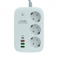 Сетевой удлинитель LDNIO SEW3452 3 ports / PD / 3USB/ 1  QC 3.0 / 1 Type-C / WiFi цвет белый