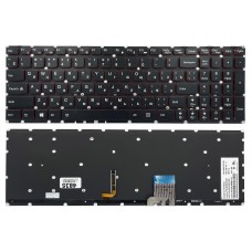 Клавиатура Lenovo IdeaPad Y50-70 Y50-70A Y50-80 Y70-70 черная без рамки прямой Enter подсветка RED Original PRC (25213182)