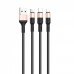 Кабель Hoco X26 Xpress 3-in-1 (Lightning + Micro USB + Type-C) (1m) black/gold