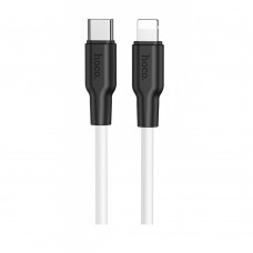 Кабель Hoco X21 Plus Silicone PD 20W USB-C to Lightning (1m) белый с черным