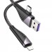 Кабель Hoco U95 Freeway 2in1 USB to Type-C + Lightning PD 60W (1.2m) black