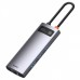 USB-Хаб Baseus Metal Gleam Series 6-in-1 (3xUSB3.0 + 4KHD + RJ45 + Type-C). gray