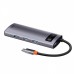 USB-Хаб Baseus Metal Gleam Series 5-in-1 (3xUSB3.0 + 4KHD + Type-C) gray