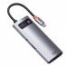 USB-Хаб Baseus Metal Gleam Series 5-in-1 (3xUSB3.0 + 4KHD + Type-C) gray
