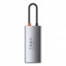 USB-Хаб Baseus Metal Gleam Series 4-in-1 (2xUSB3.0 + 4KHD + Type-C). gray