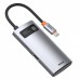 USB-Хаб Baseus Metal Gleam Series 4-in-1 (2xUSB3.0 + 4KHD + Type-C). gray