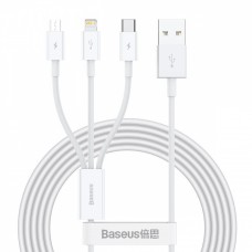 Кабель Baseus Superior Series Fast Charging 3-in-1 (Micro USB+Lightning+Type-C) 3.5A (1.5m) white
