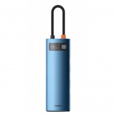 USB-Хаб Baseus Metal Gleam Series 8-in-1 (3xUSB3.0 + 4KHD + RJ45 + Type-C + TF + SD). blue