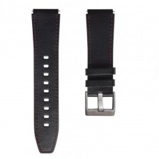 Ремешок универс 22 mm Leather+Silicone для Samsung/Amazfit/Huawei цвет чорний