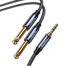 Кабель USAMS AUX 3.5mm to Dual 6.35mm Aluminum Alloy Audio Cable US-SJ540 |2m, HiFi|