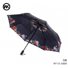 Зонт автомат Automatic umbrella WK WT-U3 черный с летними цветами (6970349282921)