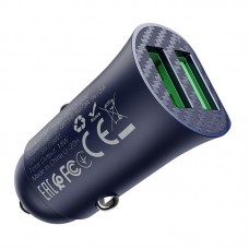 Авто зарядное адаптер Hoco Z39 Farsighted dual port QC3.0 Car charger синий