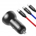 Автомобильный комплект адаптер и кабель 3-в-1 BASEUS Digital Display Dual 24w + Lightning / Micro / Type-C cable