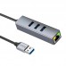 Хаб адаптер Hoco HB34 Easy link Type-C Gigabit network adapter (Type-C to USB3.0*3+RJ45)