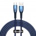 Кабель 2 метра Baseus Glimmer Series Fast Charging USB to Type-C 100W 2m  CADH000503 голубой