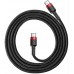 Кабель усиленная оплетка Baseus Cafule USB-C - Type-C 3A 1 м черно-красный (CATKLF-G91)
