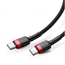 Кабель усиленная оплетка Baseus Cafule USB-C - Type-C 3A 1 м черно-красный (CATKLF-G91)
