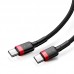 Кабель усиленная оплетка Baseus Cafule USB-C - Type-C 3A 1 м черно-красный (CATKLF-G91)