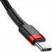 Кабель усиленная оплетка Baseus Cafule USB-C - Type-C 3A 1 м черно-красный (CATKLF-G91)