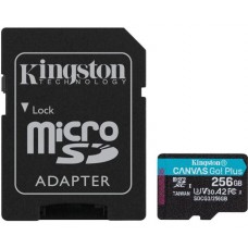 Карта памяти Kingston microSDXC 256GB Canvas Go Plus A2 U3 с адаптером