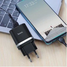 Сетевой блок питания Hoco C12Q QC 3.0 18W и кабель Type-C набор чёрный