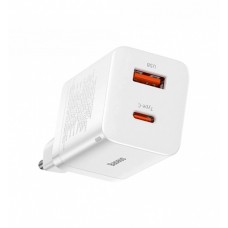 Блок питания зарядное Baseus Super Si Pro Quick Charger Type-C+USB 2 порта 30W белое