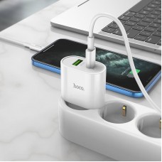 Блок питания зарядное устройство HOCO Lineal C95A 1 USB + 1 Type-C 20W белый