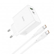 Блок питания зарядный HOCO C113A Awesome PD65W dual port (1A1C) комплект Type-C to Type-C белый
