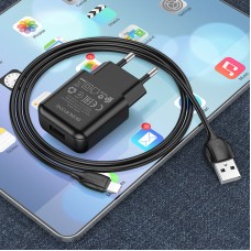 Зарядный набор блок и кабель для iPhone Borofone BA64A черный