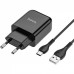 Набор зарядный Hoco N2 Vigour (1 USB) + кабель Type-C black