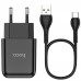 Набор зарядный Hoco N2 Vigour (1 USB) + кабель Type-C black