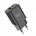 Адаптер зарядный - сам блок Hoco N28 Founder 20W (Type-C + USB) черный